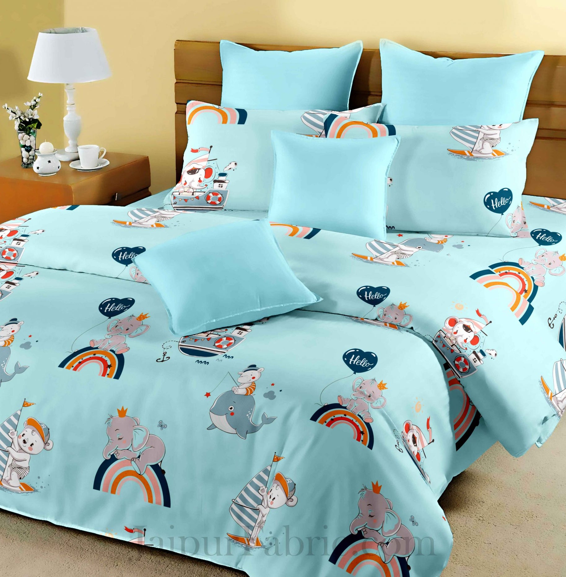 Kids Sea Thrills Blueish King Size Bedsheet