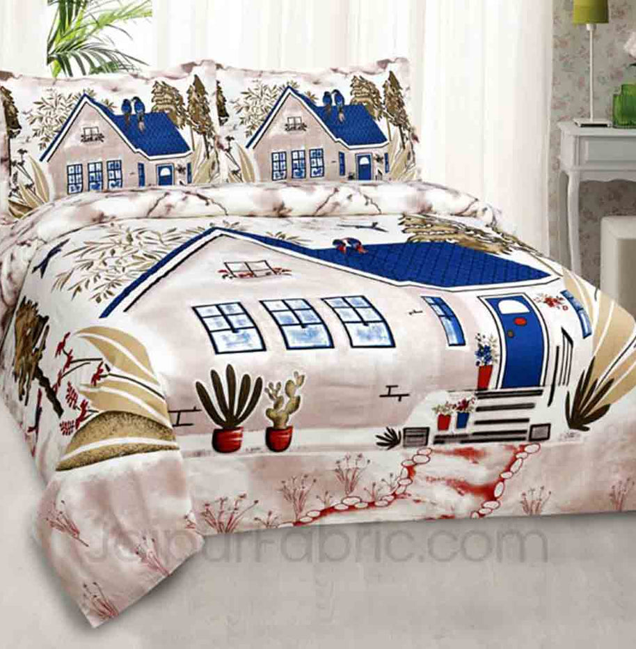 Beautiful Home Royal Blue Pure Cotton Double Bedsheet