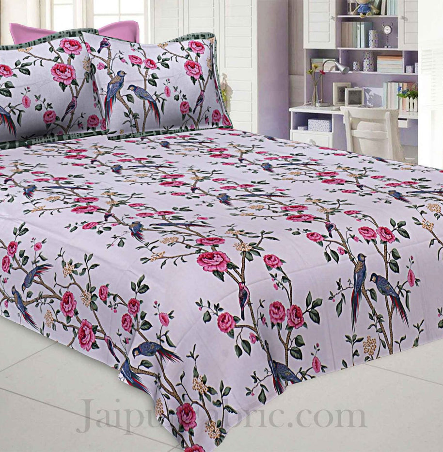 Rose Realm Pink Pure Cotton King Size Bedsheet