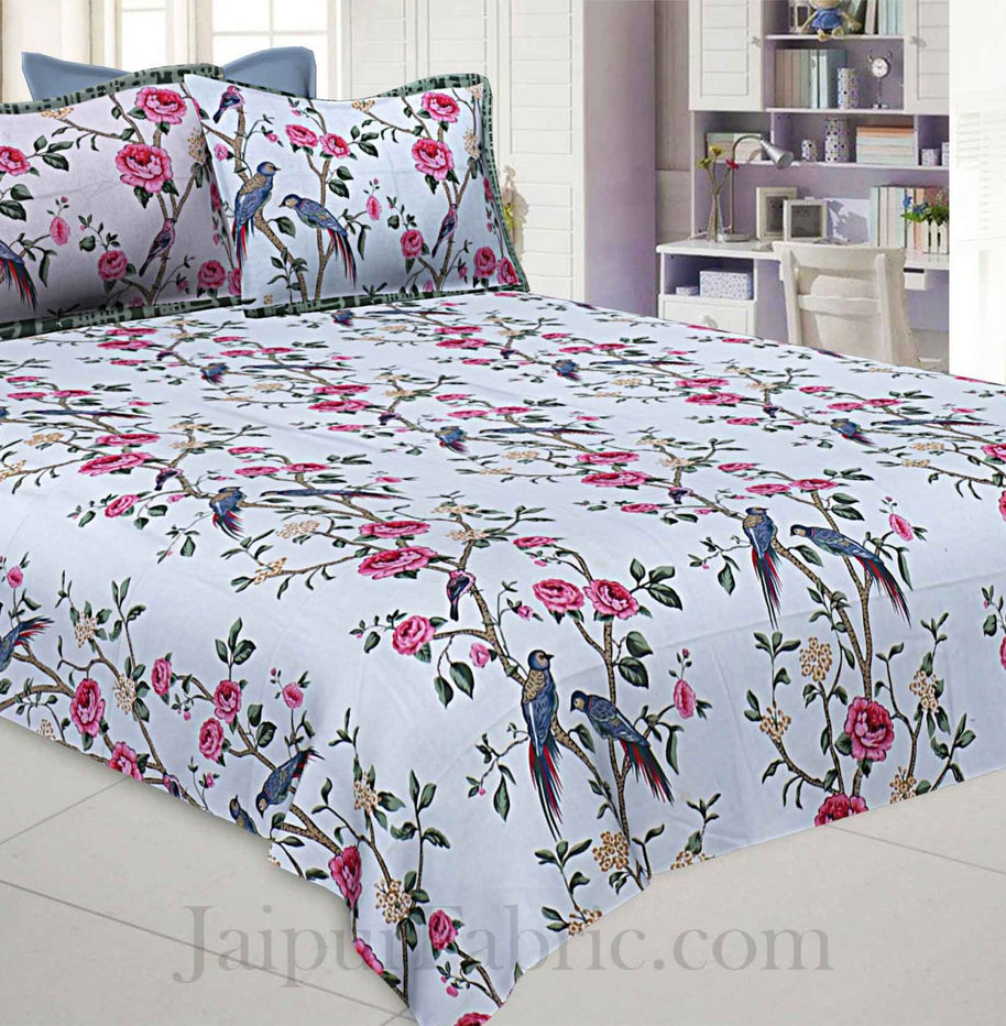 Rose Realm Green Pure Cotton King Size Bedsheet