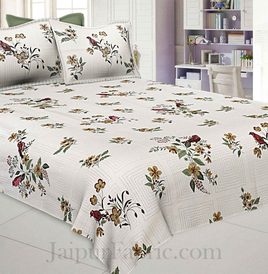 Nature Glory Cream Pure Cotton King Size Bedsheet