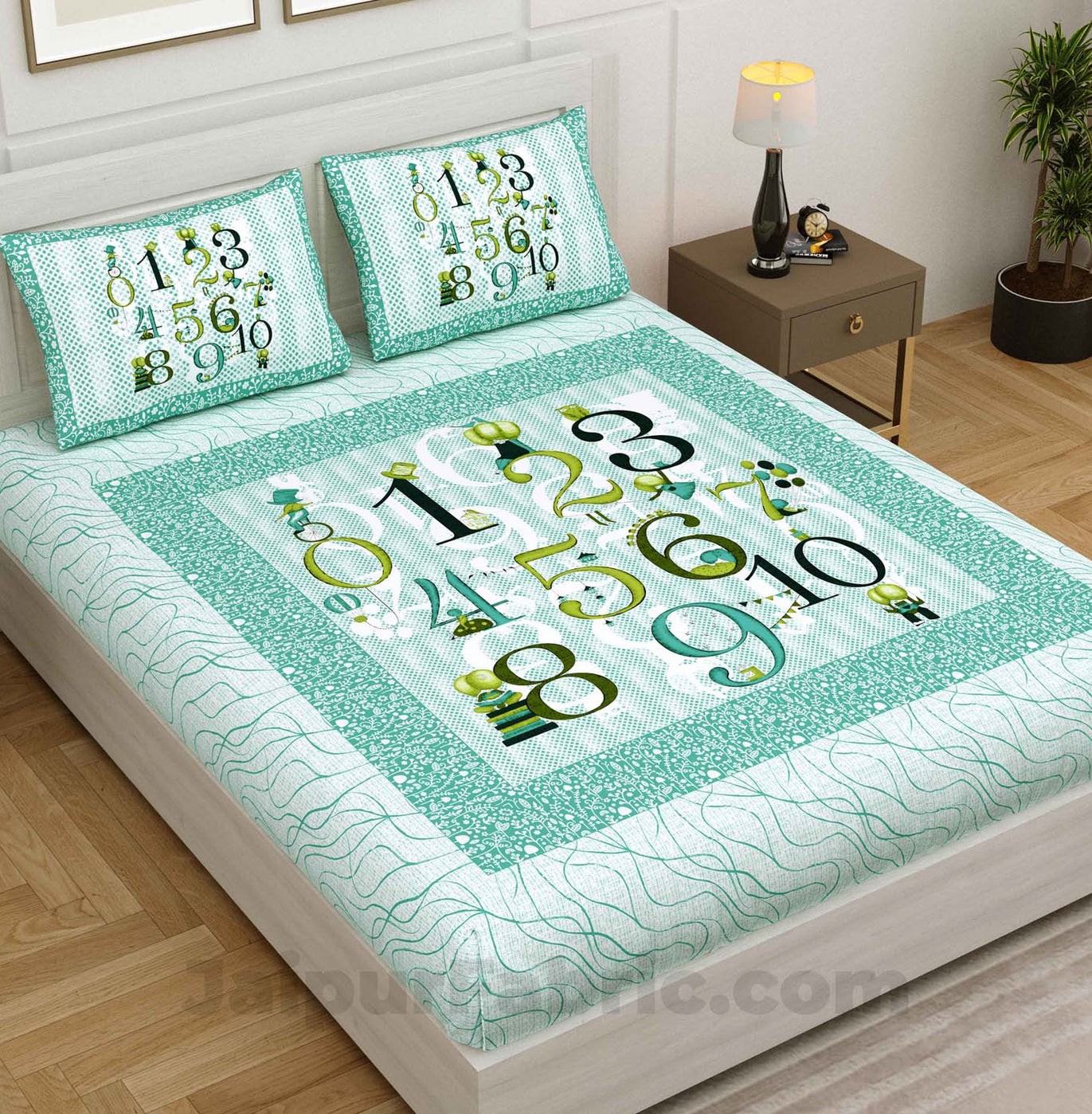 Kids Little Genius Green King Size Bedsheet