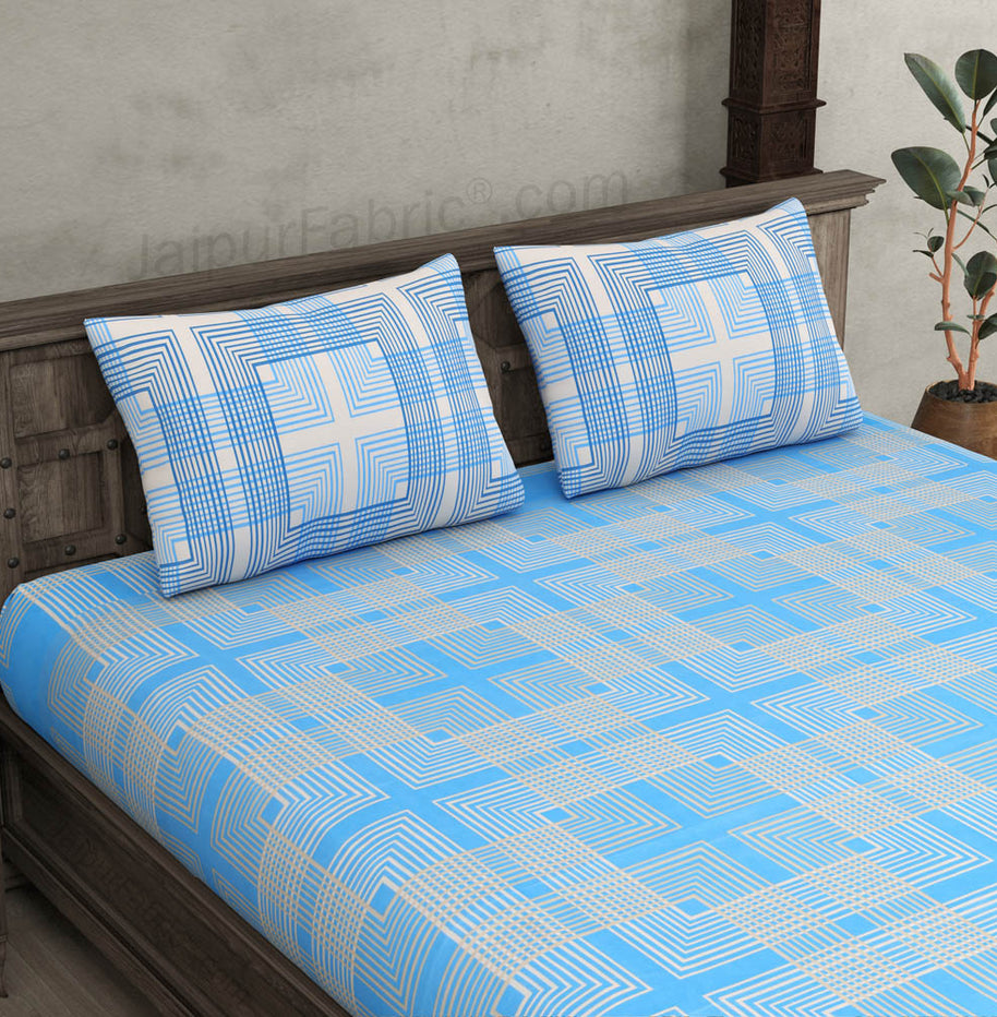 Maze Infinite Blue King Size Bedsheet