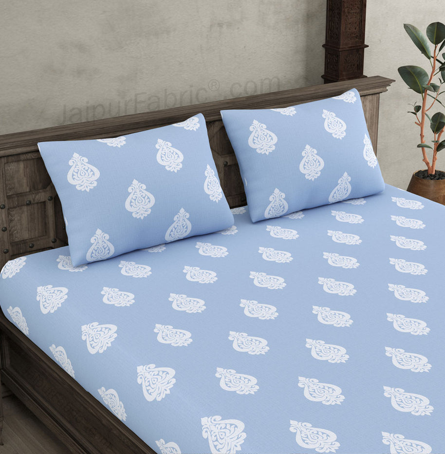 Ethnic Kalash Blue King Size BedSheet