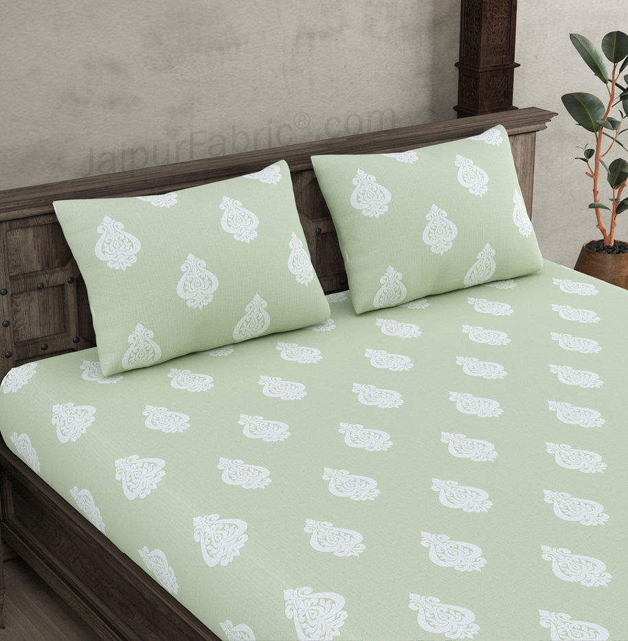 Ethnic Kalash Green King Size BedSheet