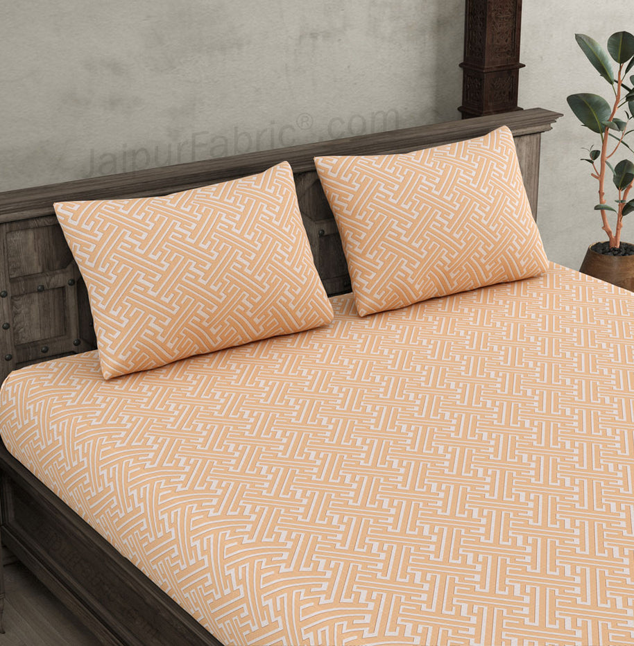 Maze Illusive Creamy Peach  King Size BedSheet