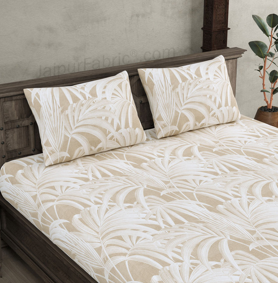 Royal Fern Beige King Size BedSheet