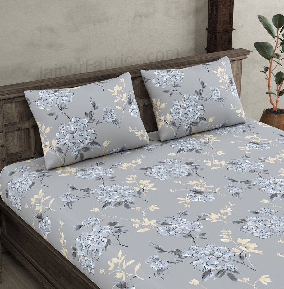 Tropical Floral Blue King Size BedSheet