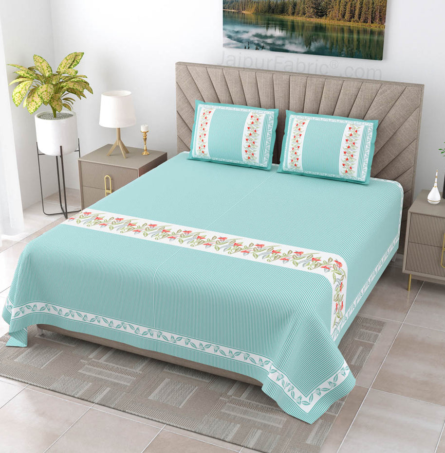 Sea Green Eco Friendly Pure Cotton King Size Double BedSheet