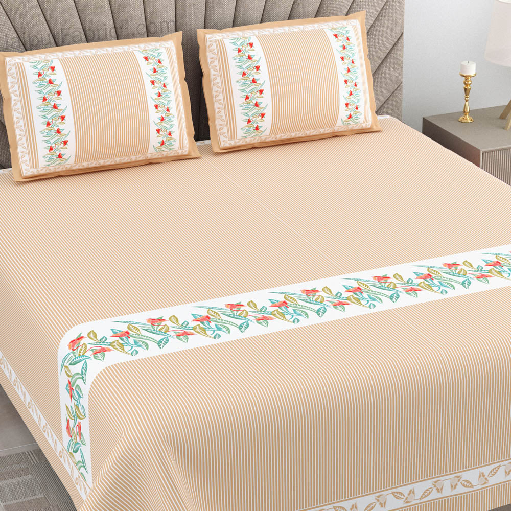 Peach Eco Friendly Pure Cotton King Size Double BedSheet