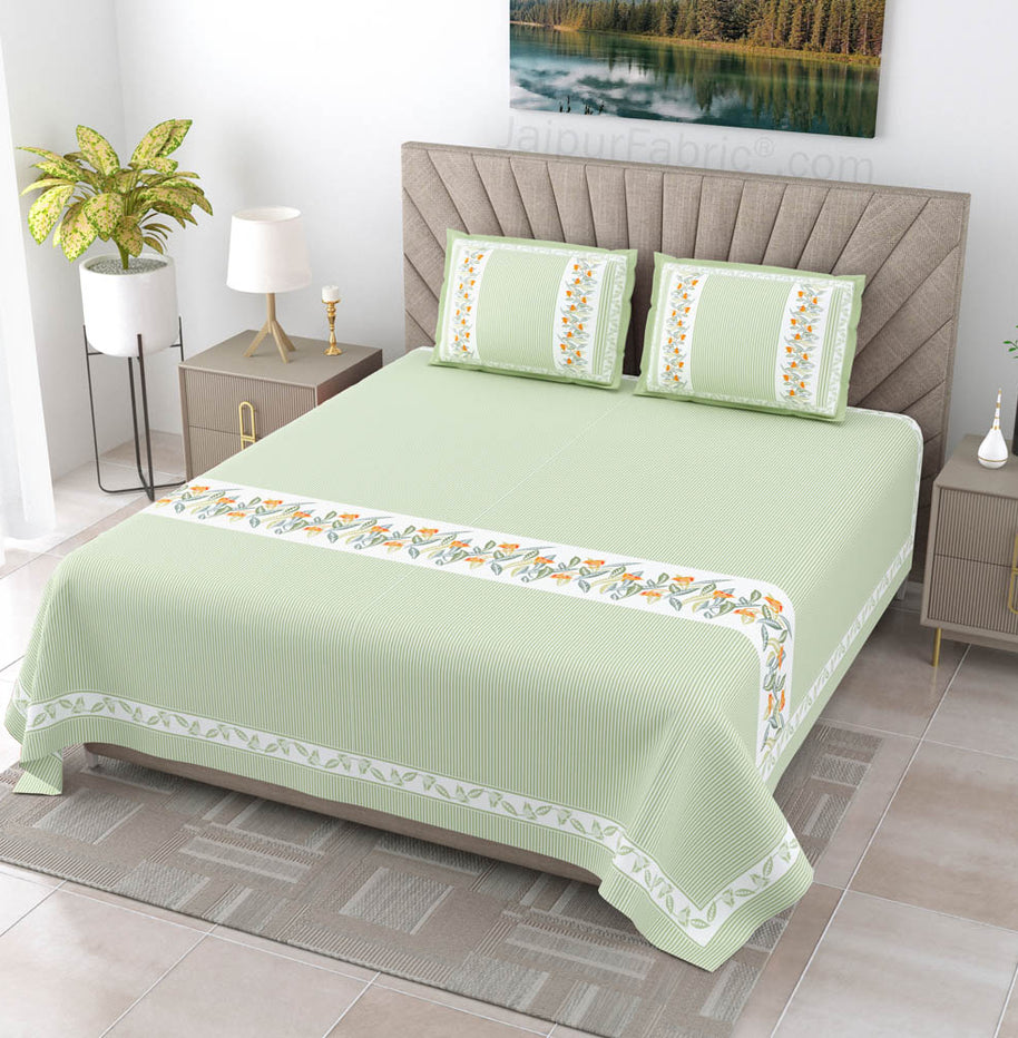 Green Eco Friendly Pure Cotton King Size Double BedSheet