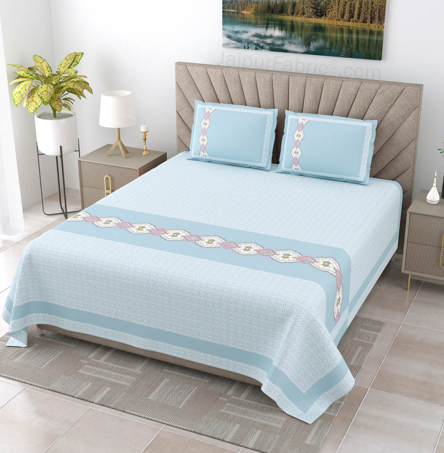 Blue Oasis Pure Cotton King Size Double BedSheet