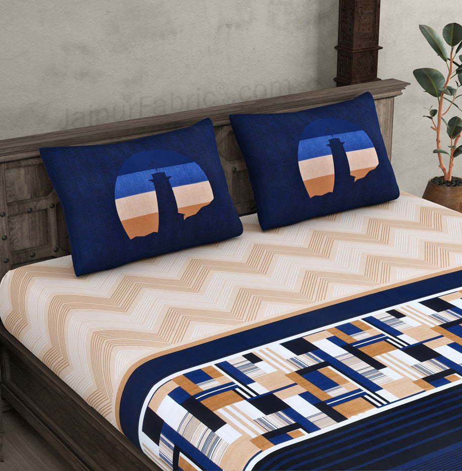 Cobalt Contemporary Premium Twill Cotton King Size BedSheet