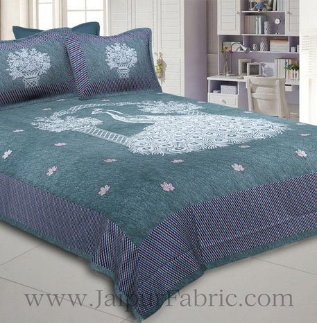 National Pride Sea Green Giza Cotton Double BedSheet