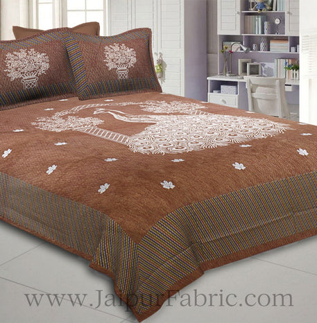 National Pride Earth Brown Giza Cotton Double BedSheet