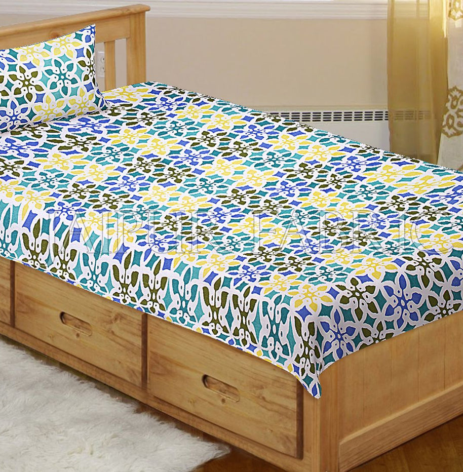 Multi Color Floral Printed Cotton Single Bed sheet