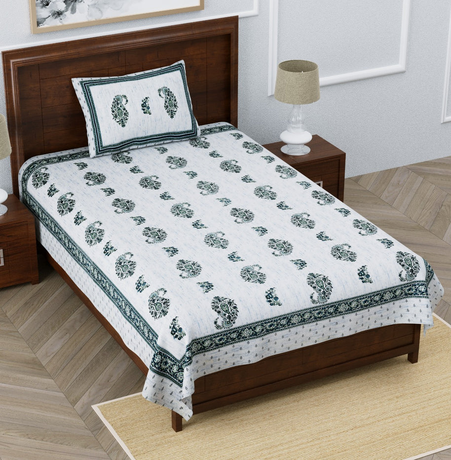 Marble Italica Green White Single Bedsheet