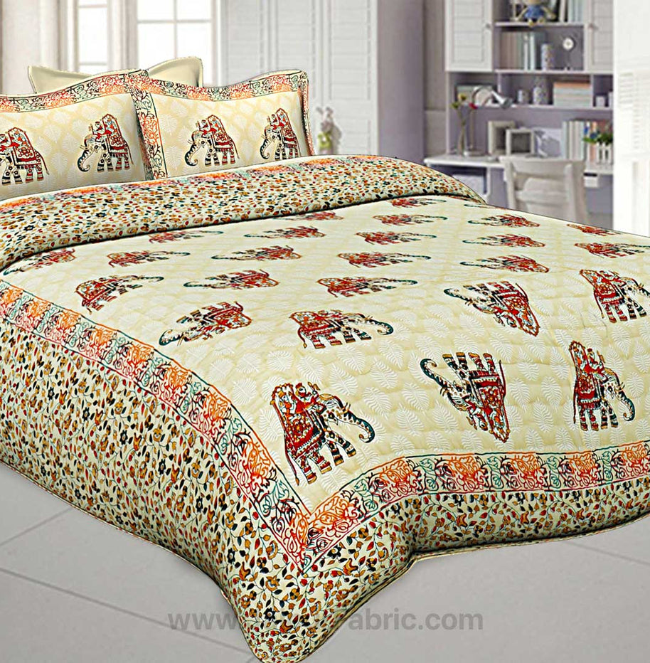 Jaipur Razai Double Bed With Satrangi Elephant Pattern Combo Pack