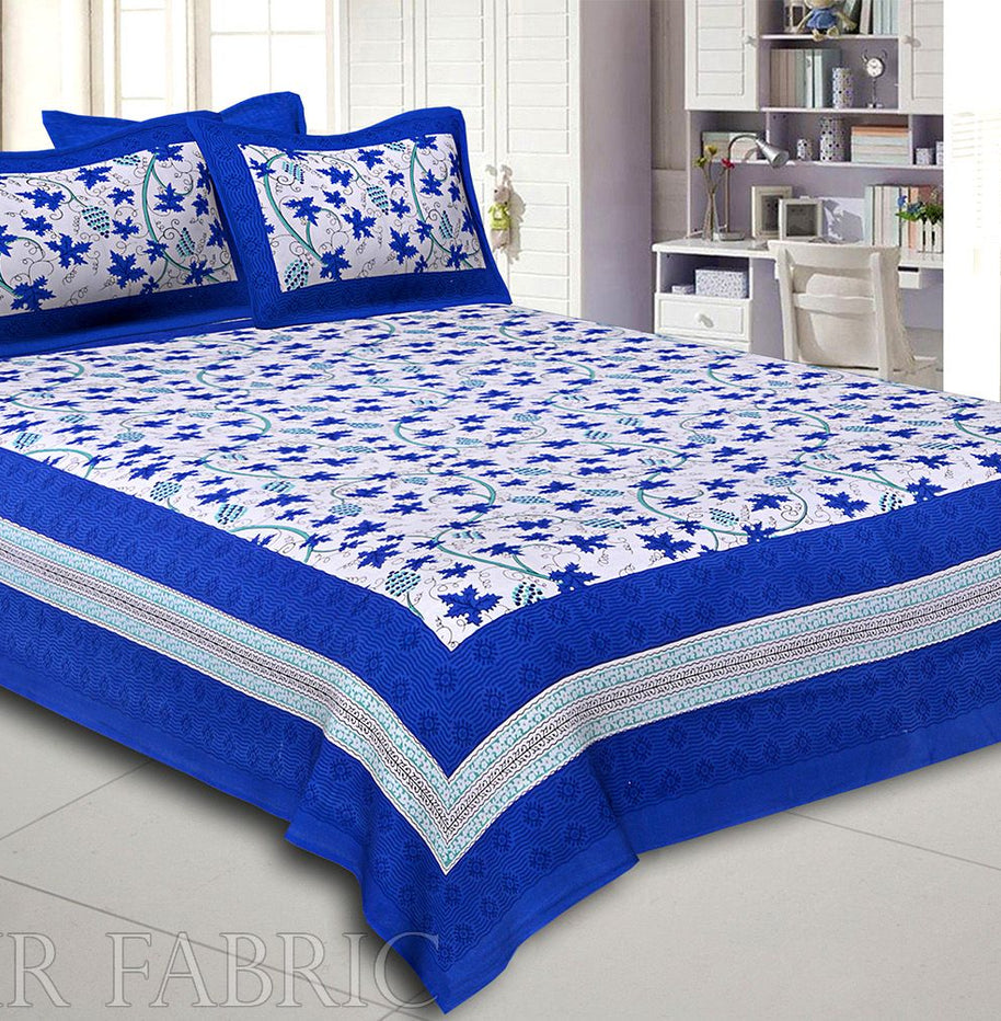 Blue Grape Designer Cotton Double Bed Sheet