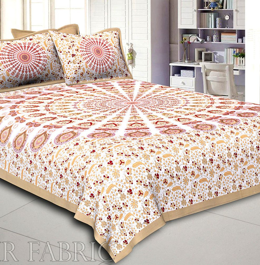 Olive Kalangi Printed Cotton Double Bed Sheet