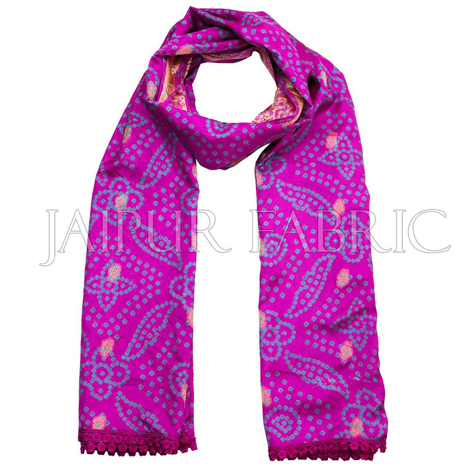 Magenta Color Rajasthani Bandhej Print Silk Scarf