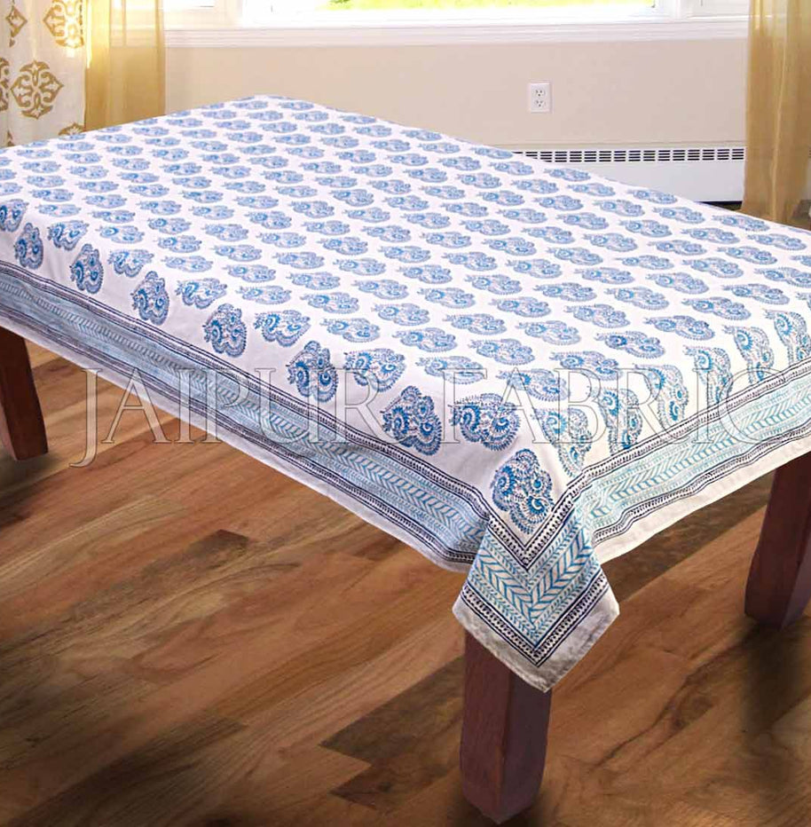 Blue Block Printed Table Cover