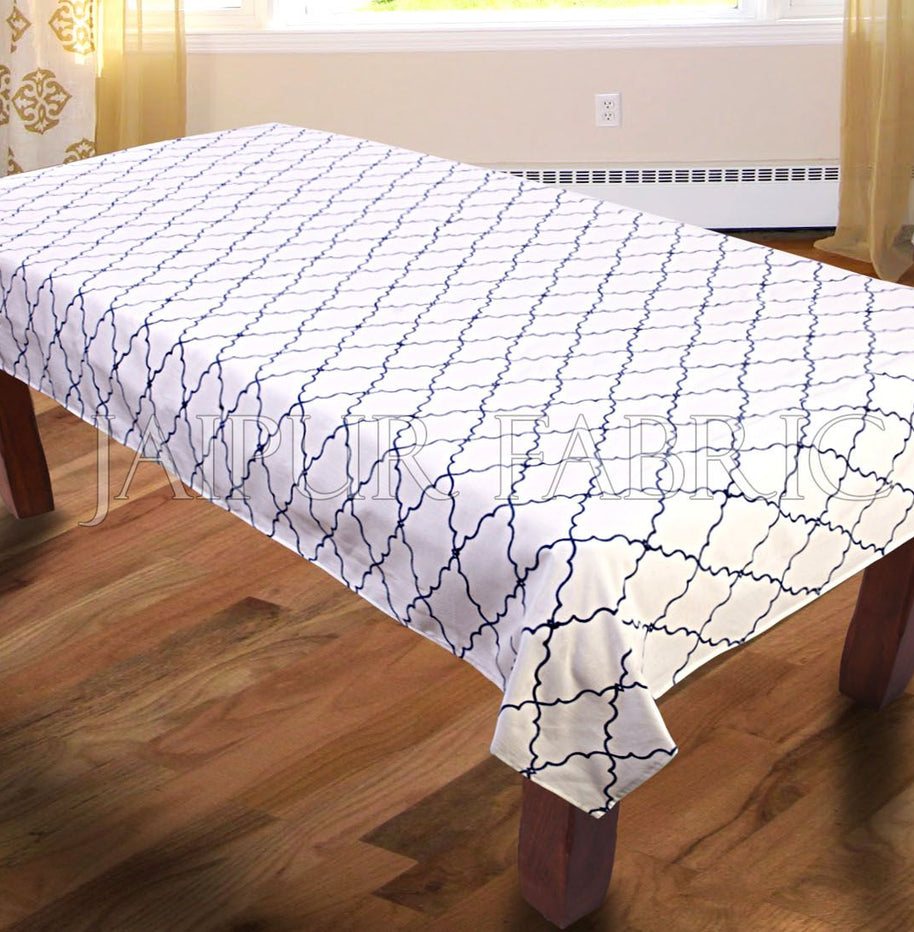 Blue Trellis Pattern Table Cover