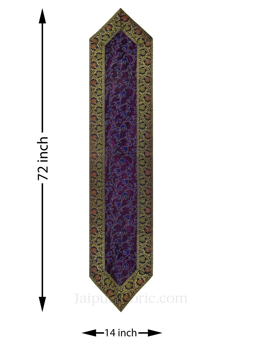 Traditional Thread Work Purple Silk Table Runner