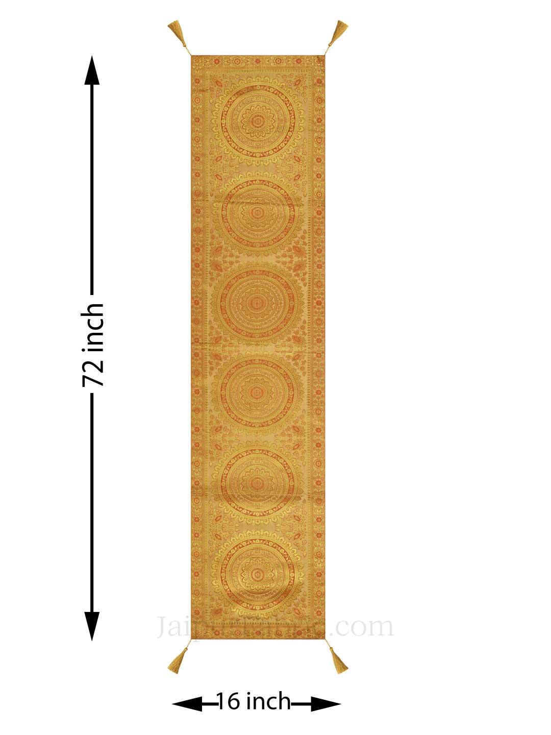 Rich Rangoli Pattern Yellow Silk Table Runner