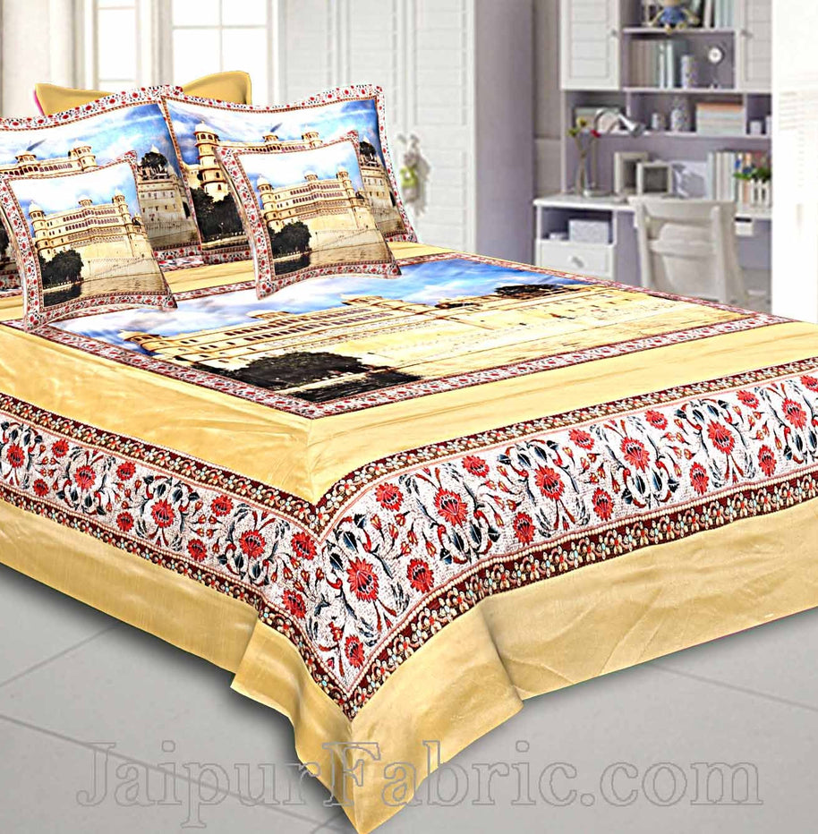 Digital Print Silk Bedsheet Udaipur Fort