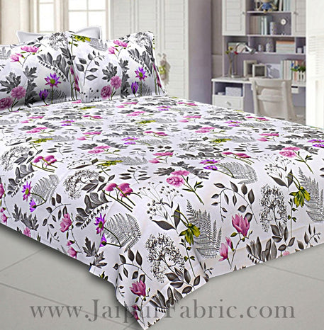 Twill Cotton Bedsheet Seamless White Floral Print