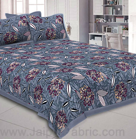 Violet Flowery Double Bedsheet