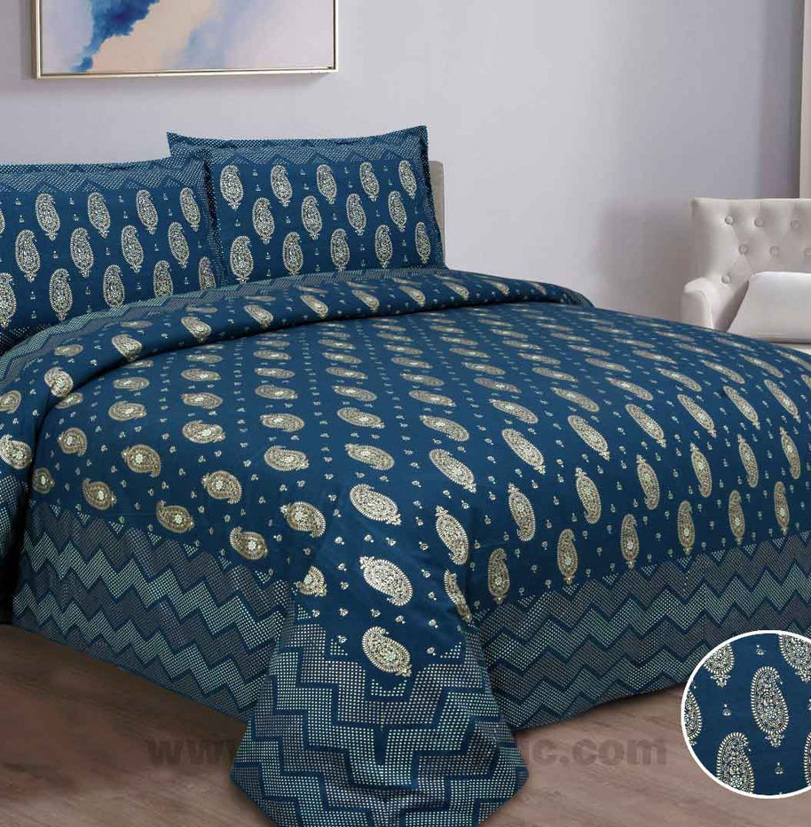 Traditional Goldi Sea Green King Size BedSheet