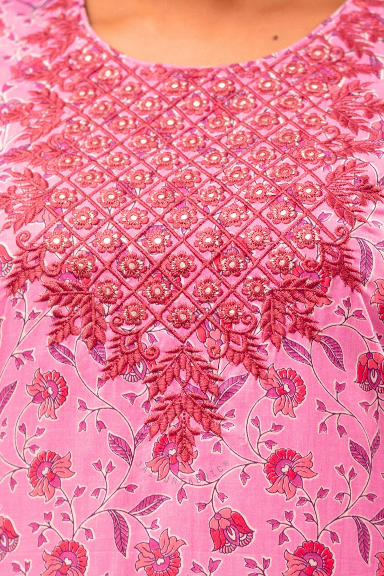 Pink Embroidery Kurti Pant Set
