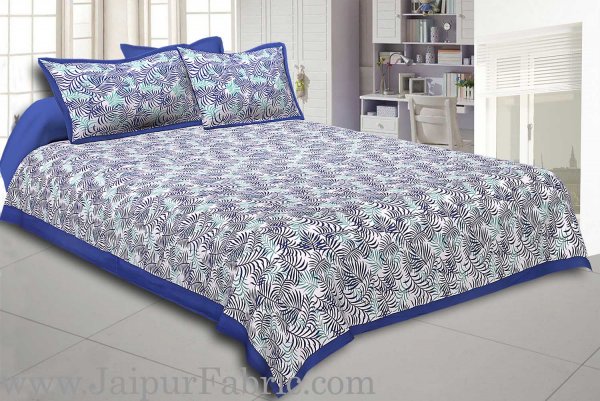 Buy Jaipur fabric Navy blue Cotton satin bed sheets with pillow covers