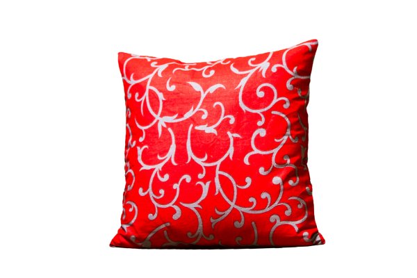 Red Base Leaf Print Cushion Cover