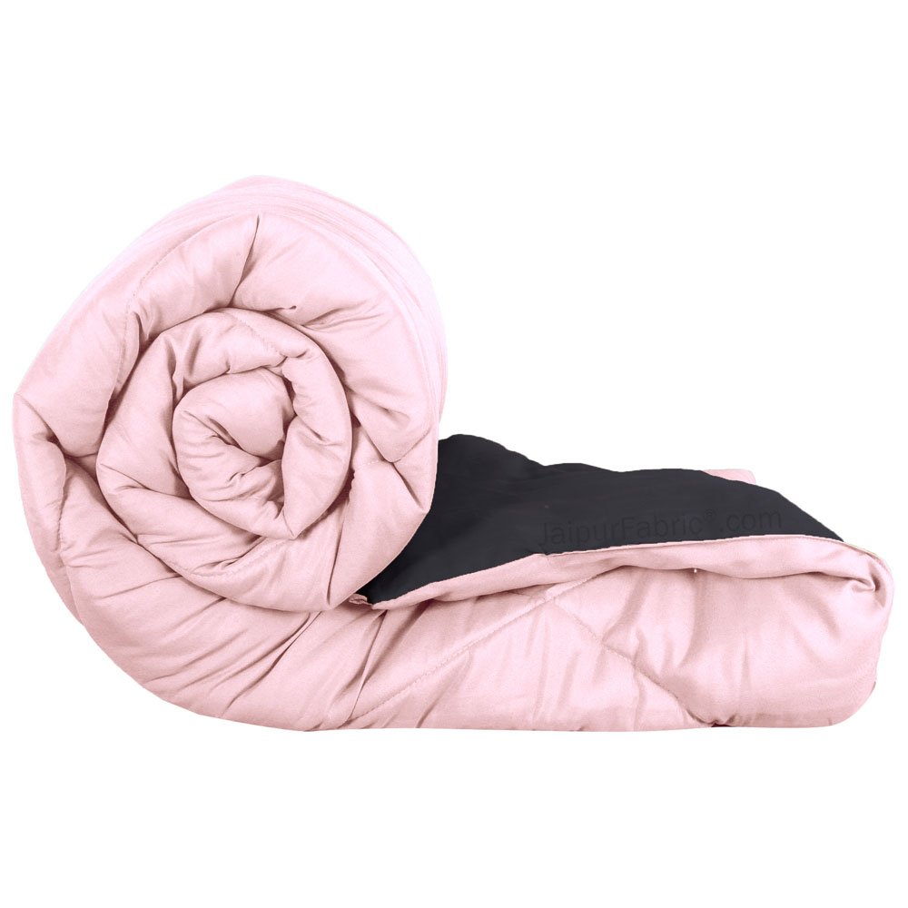 Pale Pink &amp; Dark Grey Double Bed Comforter