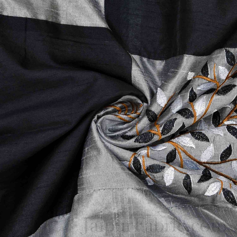 Black and Grey Patchwork Pure Silk Tie Art. P395