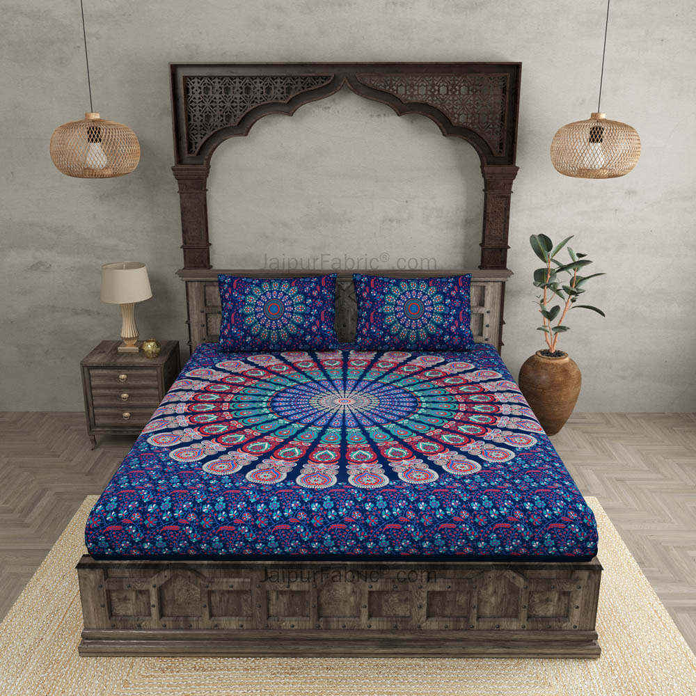 Blue mandala bed sheet Shop Online at Jaipur Fabric