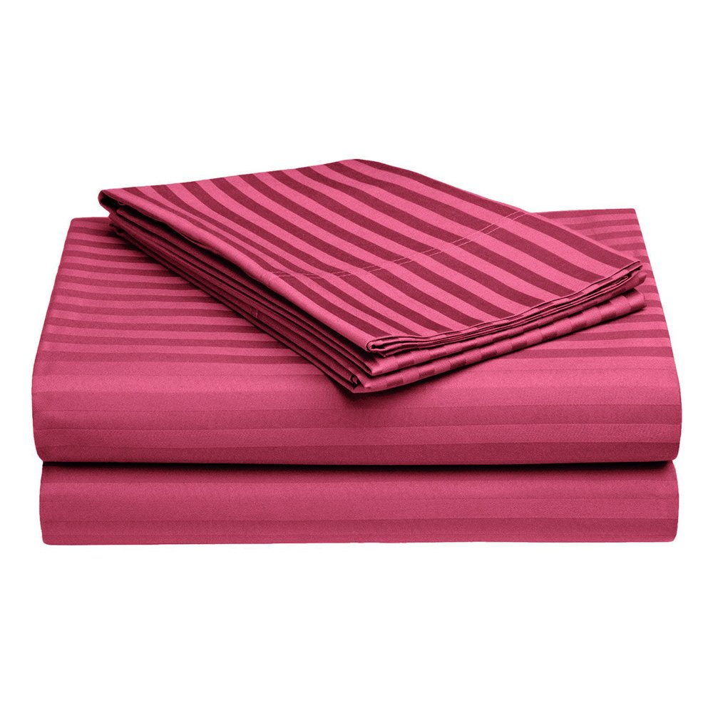 Peach Self Design 300 TC King Size Pure Cotton Satin Slumber Sheet for Double Bed with 2 pillow covers