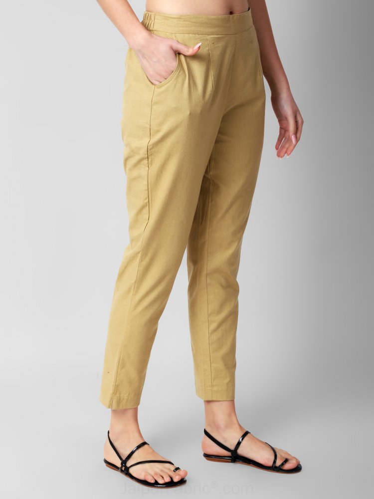 All Purpose Casual Stretchable Ealsticated Beige Pants  Ayaanycom