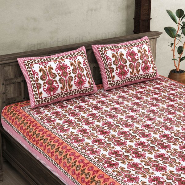 Indian Cotton Bed Sheet Set Hand Block Print Floral Bedcover King Queen  Size Flat Sheet with Pillowcase Set Sofa Cover Home Living Decor Tapestry